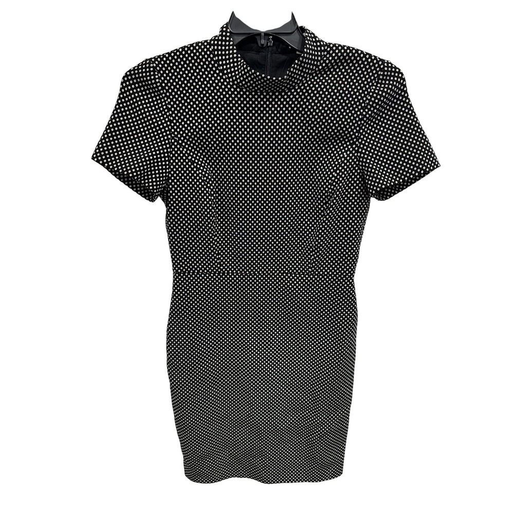 J. Crew Polka Dot Short Sleeve Dress Black White Fitted Career Cocktail